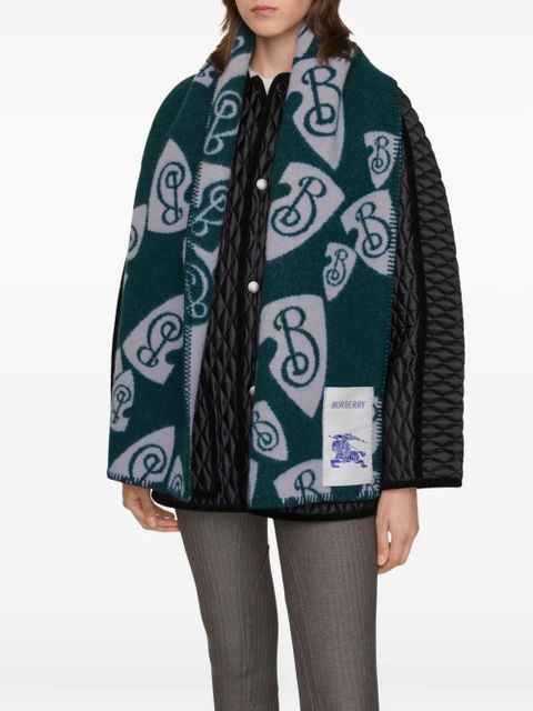 Burberry B Shield wool scarf - Blue