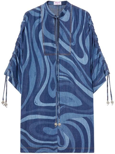 PUCCI Marmo-print denim kaftan dress - Blue - zdjęcie produktu nr 1