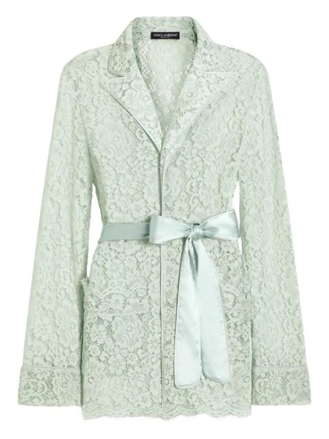 Dolce & Gabbana lace-detail belted jacket - Green - zdjęcie produktu nr 1