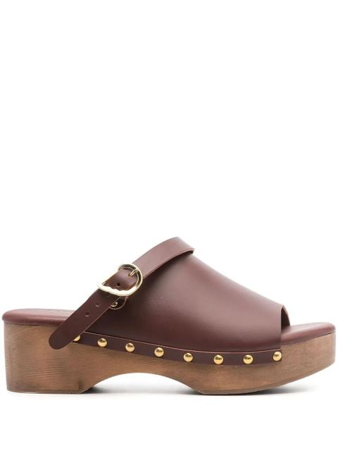Ancient Greek Sandals buckled leather clogs - Brown - zdjęcie produktu nr 1