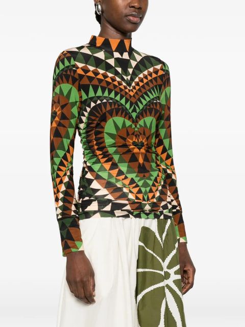 FARM Rio geometric heart print top - Green
