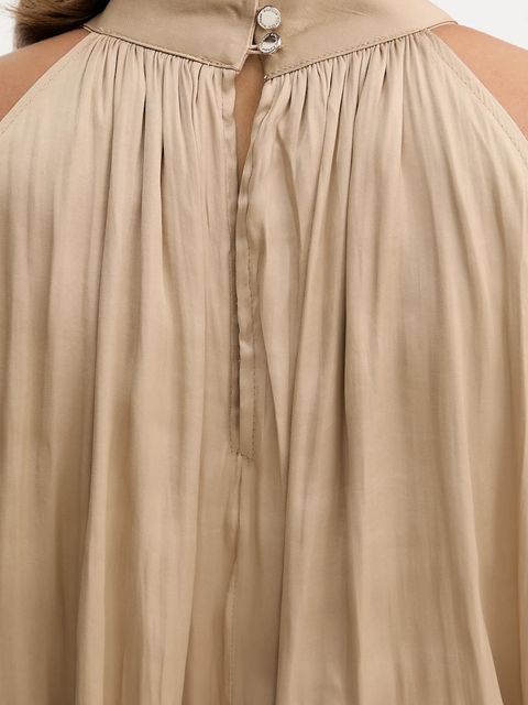 Morgan sukienka kolor beżowy maxi rozkloszowana RAMAGE