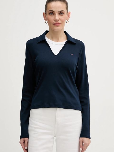 Tommy Hilfiger longsleeve bawełniany kolor granatowy WW0WW47850 - zdjęcie produktu nr 1