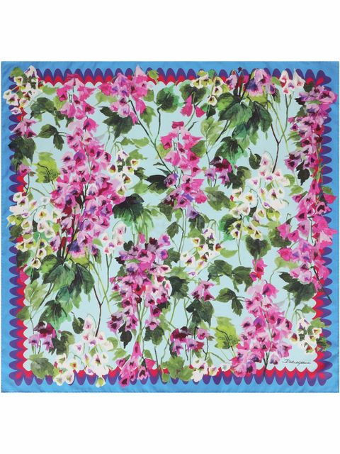 Dolce & Gabbana floral-print silk scarf - Green - zdjęcie produktu nr 1