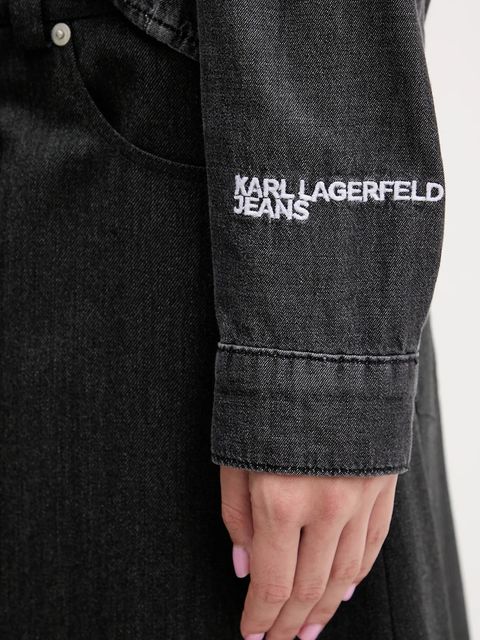 Karl Lagerfeld Jeans koszula jeansowa damska kolor szary relaxed z kołnierzykiem klasycznym A4W11001