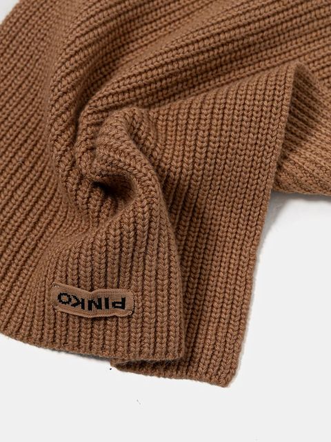 Pinko szalik z dodatkiem wełny damski kolor brązowy gładki 105996 A2Z4 - zdjęcie produktu nr 2