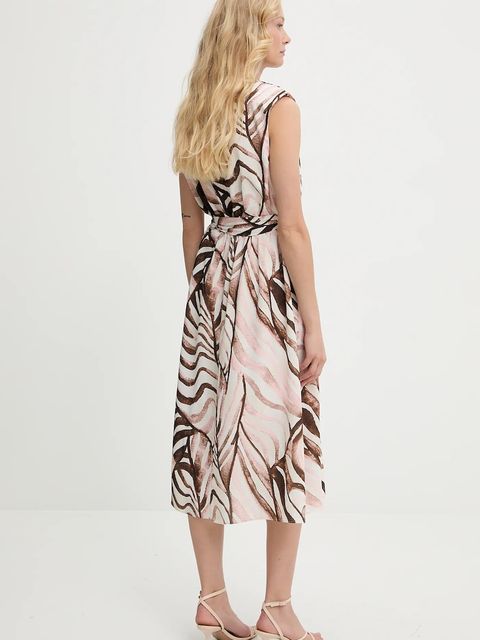 Answear.LAB sukienka kolor różowy midi rozkloszowana