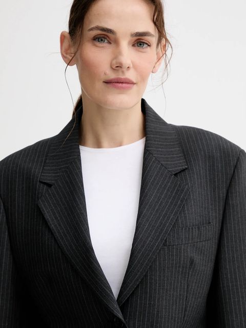 Filippa K marynarka z wełną kolor szary jednorzędowa wzorzysta 31766