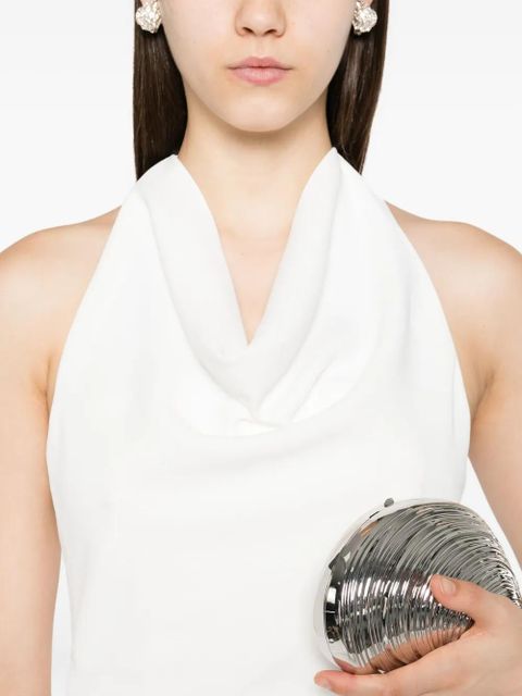 Self-Portrait halterneck gathered mini dress - White