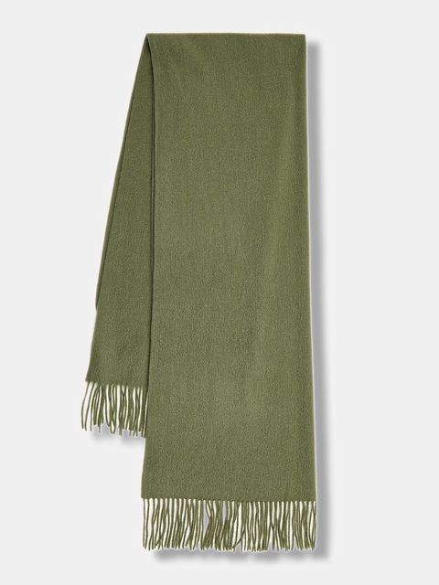 Answear.LAB szal wełniany damski kolor zielony gładki