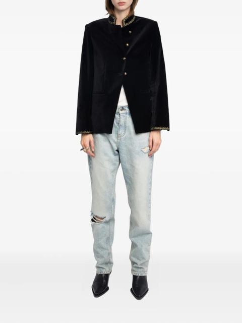 Zadig&Voltaire velvet-effect embellished-collar jacket - Black - zdjęcie produktu nr 2