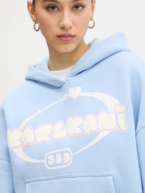 Karl Kani bluza damska kolor niebieski z kapturem z nadrukiem 61210082