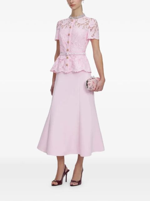 Self-Portrait lace jewelled midi dress - Pink