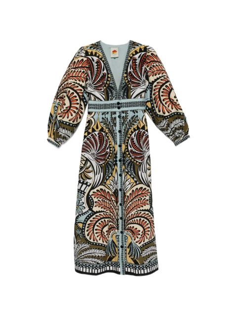 FARM Rio printed V-neck dress - Neutrals - zdjęcie produktu nr 1