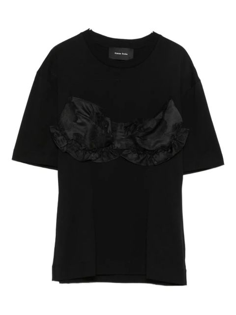 Simone Rocha ruffled satin-panel T-shirt - Black