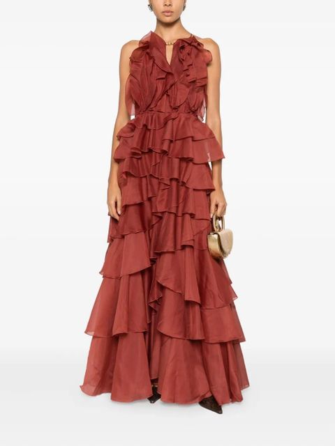 Aje Cleo ruffled tiered maxi dress - Orange