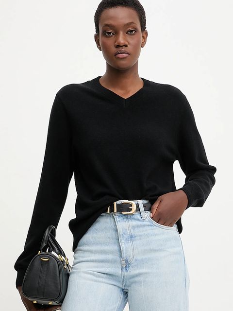 Answear.LAB sweter z wełny merino damski kolor czarny lekki - zdjęcie produktu nr 1