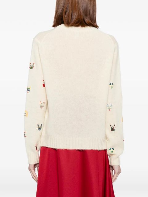 LOEWE animal-embroidered jumper - Neutrals