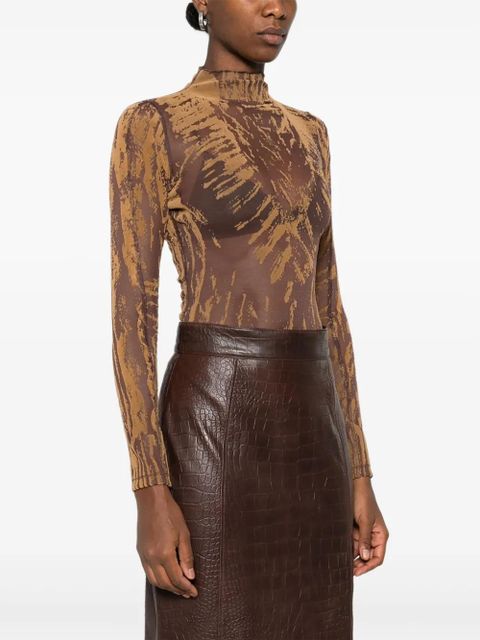 Diesel abstract-print high-neck bodysuit - Brown - zdjęcie produktu nr 2
