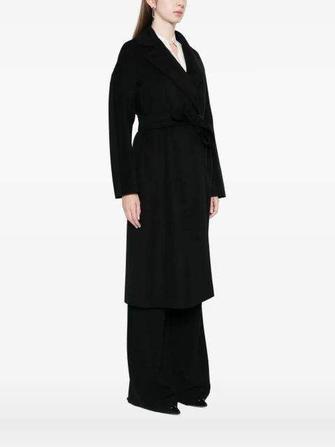 Max Mara wraparound belt virgin wool coat - Black