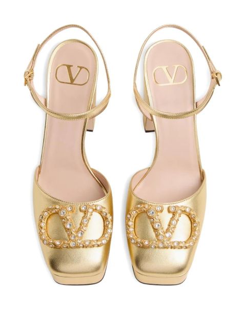 Valentino Garavani 115mm VLogo Signature leather pumps - Gold