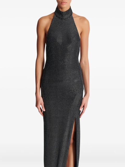 Balmain rhinestone-embellished velvet dress - Black