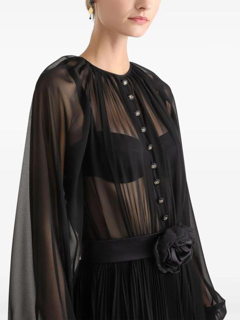 Dolce & Gabbana floral-appliqué midi dress - Black