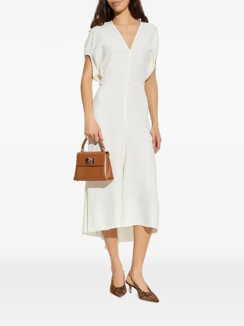 Victoria Beckham gathered short-sleeves midi dress - Neutrals - zdjęcie produktu nr 2