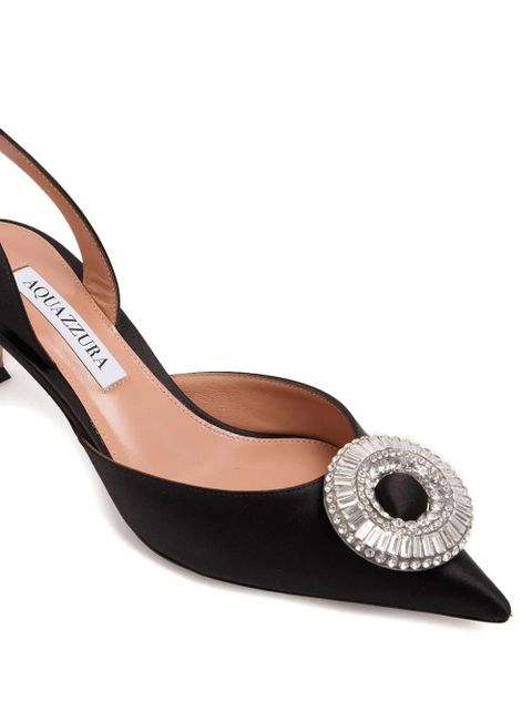 Aquazzura 50mm crystal-embellished sling pumps - Black