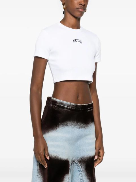 GCDS Lounge Logo crop top - White