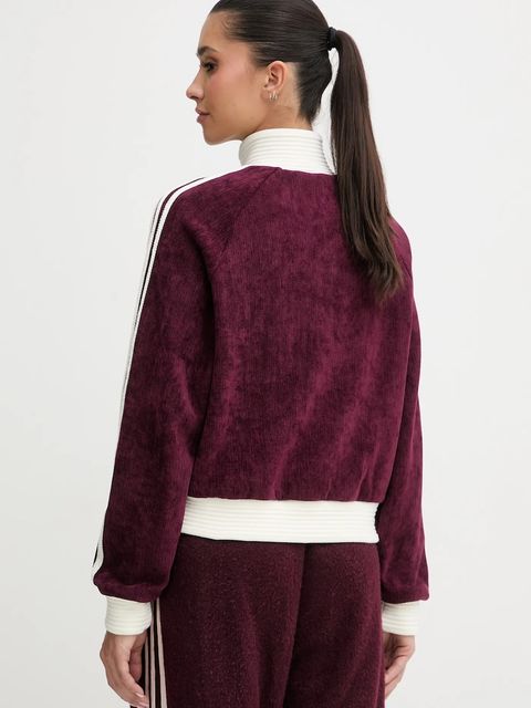adidas Originals bluza welurowa Velour damska kolor bordowy z aplikacją KS0400