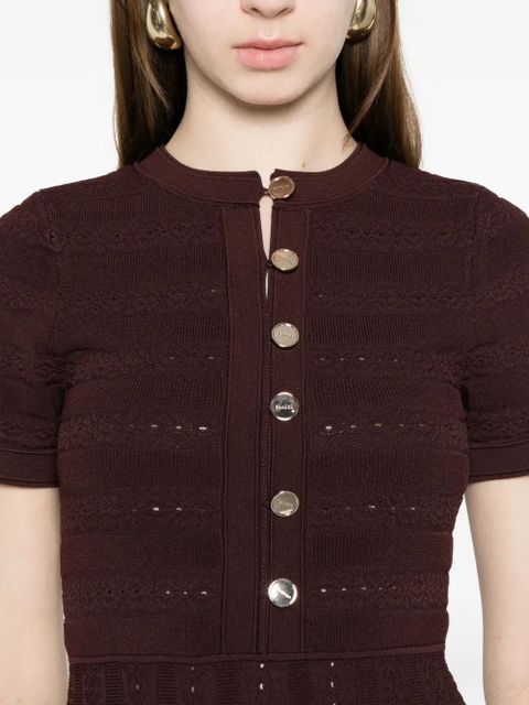 SANDRO button knitted mini dress - Brown