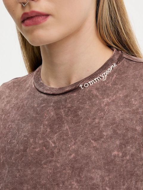 Tommy Jeans t-shirt damski kolor brązowy DW0DW21531