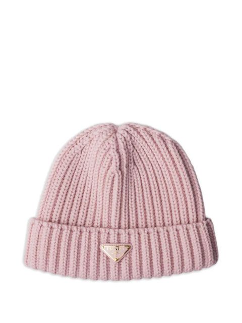 Prada triangle-logo beanie hat - Pink - zdjęcie produktu nr 1