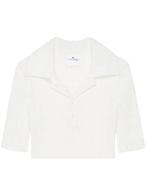 Courrèges knitted cropped polo top - White - zdjęcie produktu nr 1