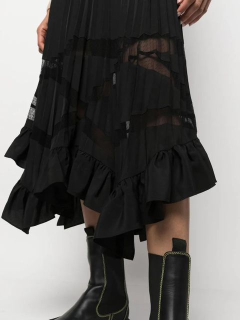 Claudie Pierlot asymmetric hem pleated skirt - Black