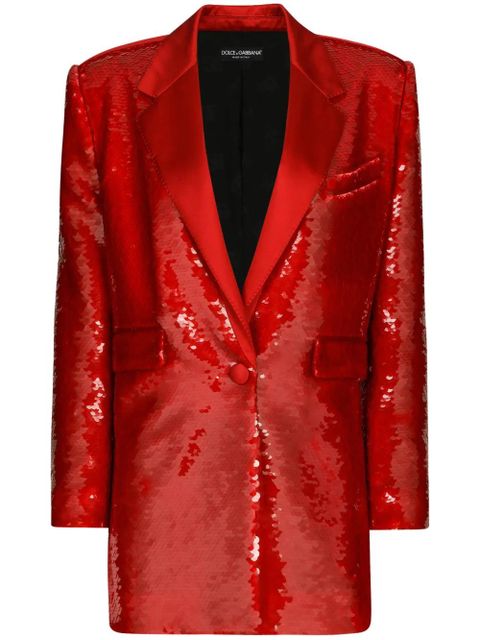 Dolce & Gabbana sequin-embellished single-breasted blazer - Red - zdjęcie produktu nr 1