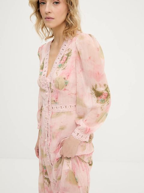 Answear.LAB sukienka kolor różowy maxi rozkloszowana