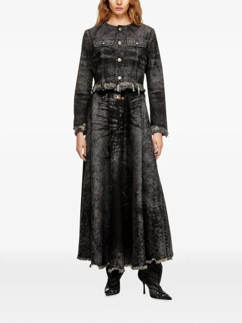 Diesel frayed-hem A-line maxi skirt - Black