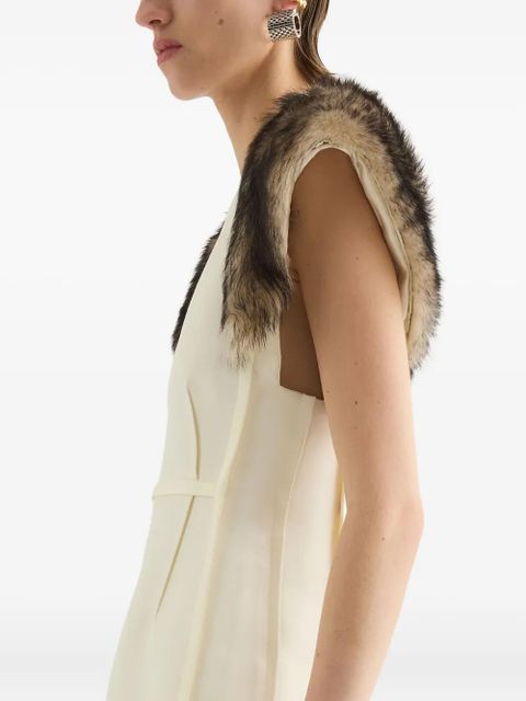 Jil Sander fur-trimmed sleeveless maxi dress - Neutrals