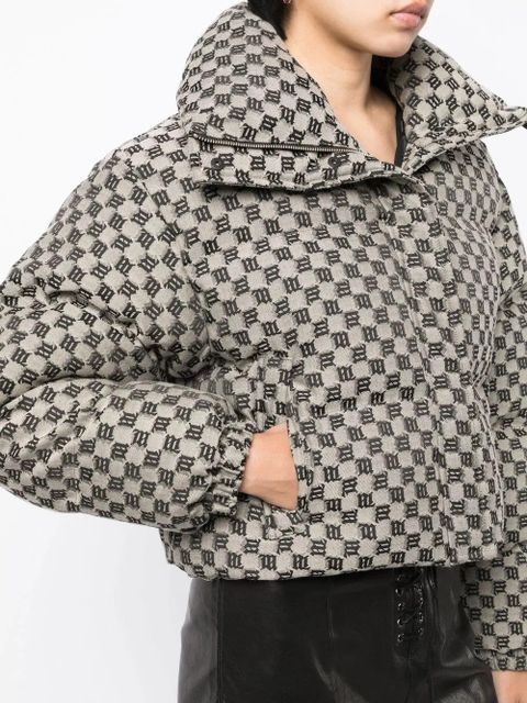 MISBHV monogram-print cropped puffer jacket - Neutrals