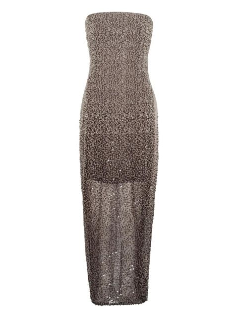 ROTATE BIRGER CHRISTENSEN beaded midi tube dress - Brown - zdjęcie produktu nr 1