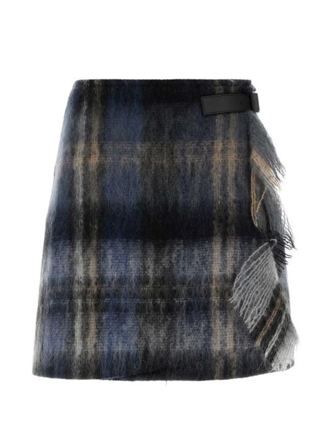 LOEWE embroidered fringed mini skirt - Blue - zdjęcie produktu nr 1