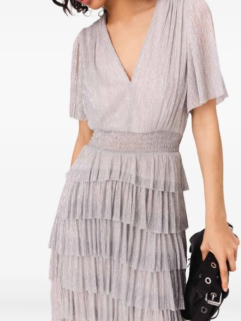 Maje metallic ruffled dress - Silver