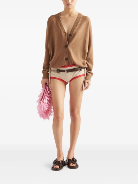 Prada ribbed cashmere cardigan - Brown