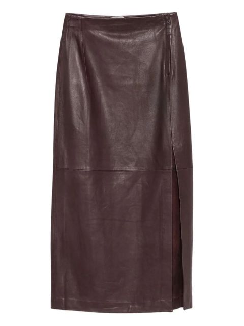 Alysi leather side-split long skirt - Red - zdjęcie produktu nr 1