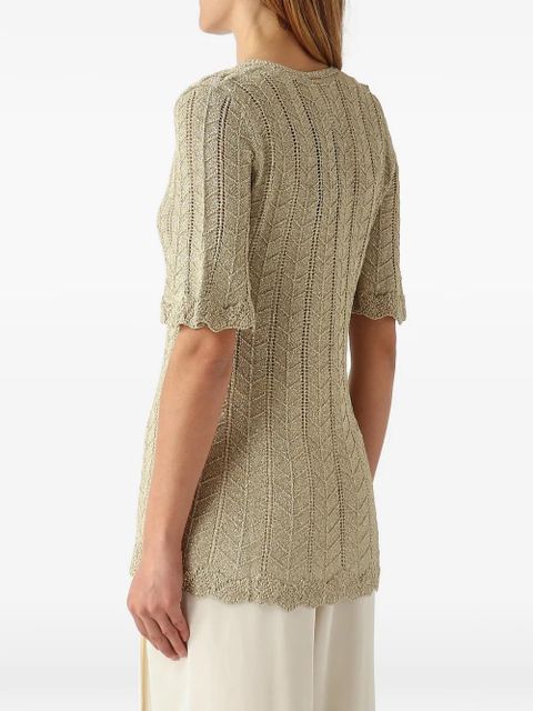 TWINSET pointelle-knit chevron-pattern sweater - Gold