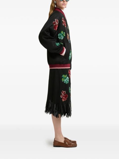 Marni sequin flower bomber jacket - Black