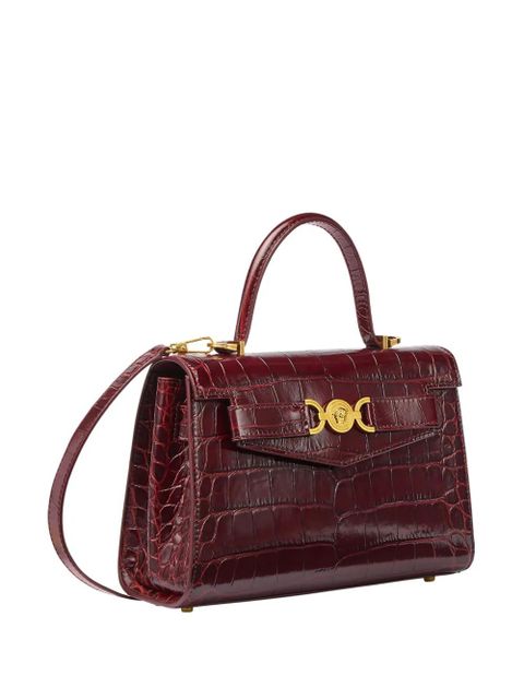 Versace crocodile-embossed leather tote bag - Brown