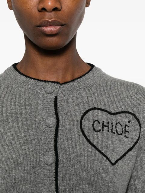 Chloé heart-motif buttoned cardigan - Grey